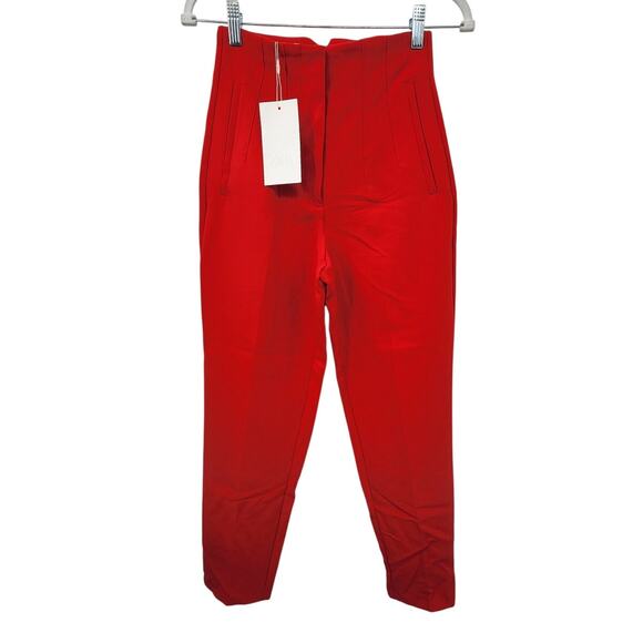 New NWT Zara High Waist Straight Leg Cropped Trouser Pant Size XS - Picture 5 of 16